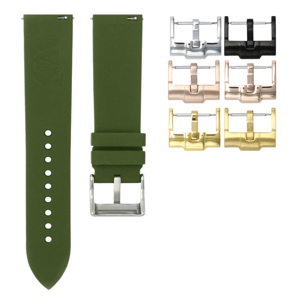 OLIVE GREEN - QUICK RELEASE RUBBER WATCH STRAP FOR BREITLING MONTBRILLANT