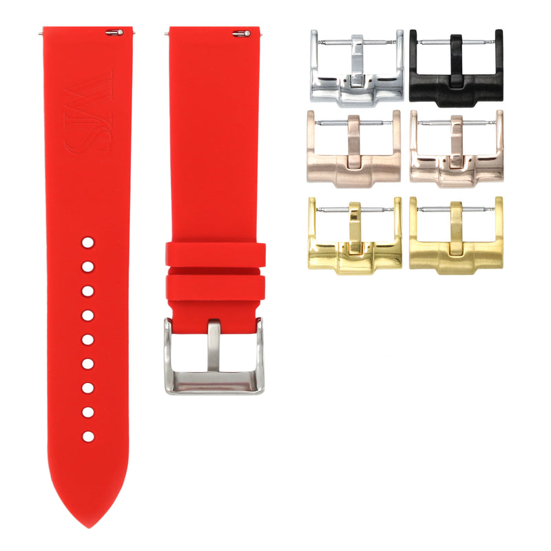 SCARLET RED - QUICK RELEASE RUBBER WATCH STRAP FOR BREITLING NAVITIMER SERIES