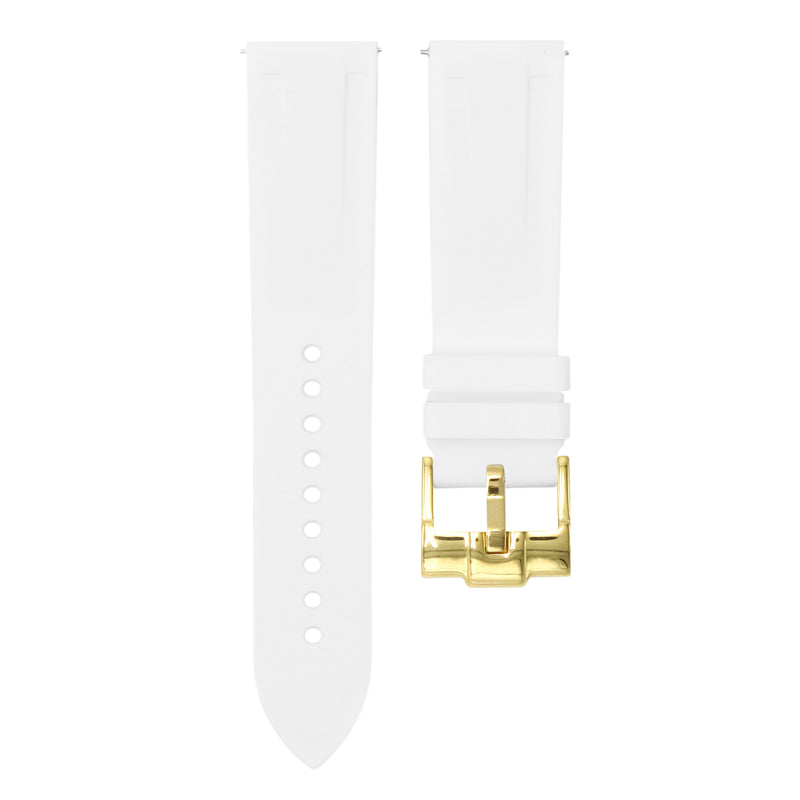POLAR WHITE - QUICK RELEASE RUBBER WATCH STRAP FOR ZENITH PILOT TYPE 20