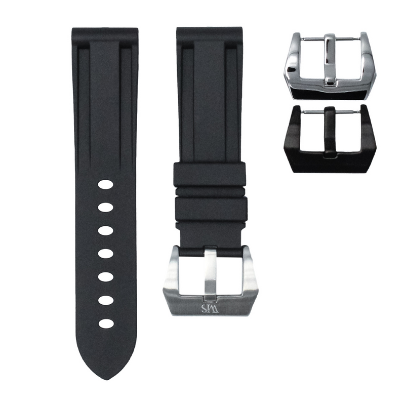 TUXEDO BLACK - RUBBER WATCH STRAP FOR LONGINES CONQUEST V.H.P