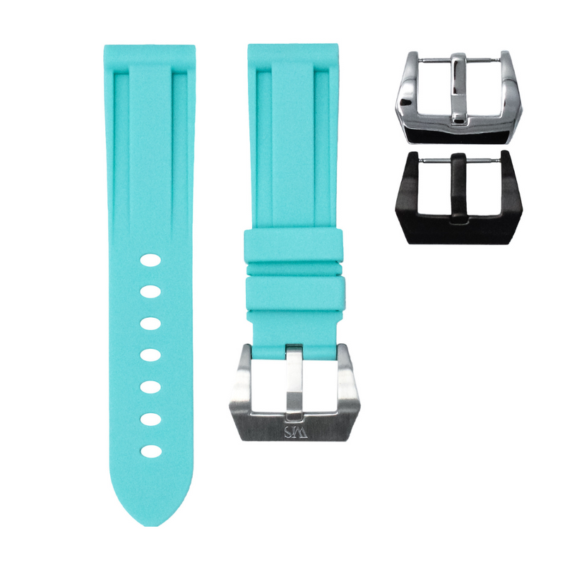 Glacier Blue - Rubber Watch Strap For Breitling Montbrillant