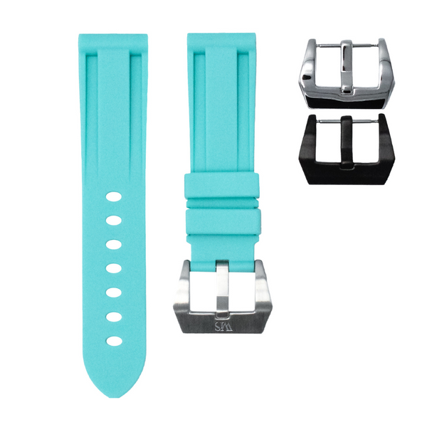 GLACIER BLUE - RUBBER WATCH STRAP FOR LONGINES MASTER COLLECTION