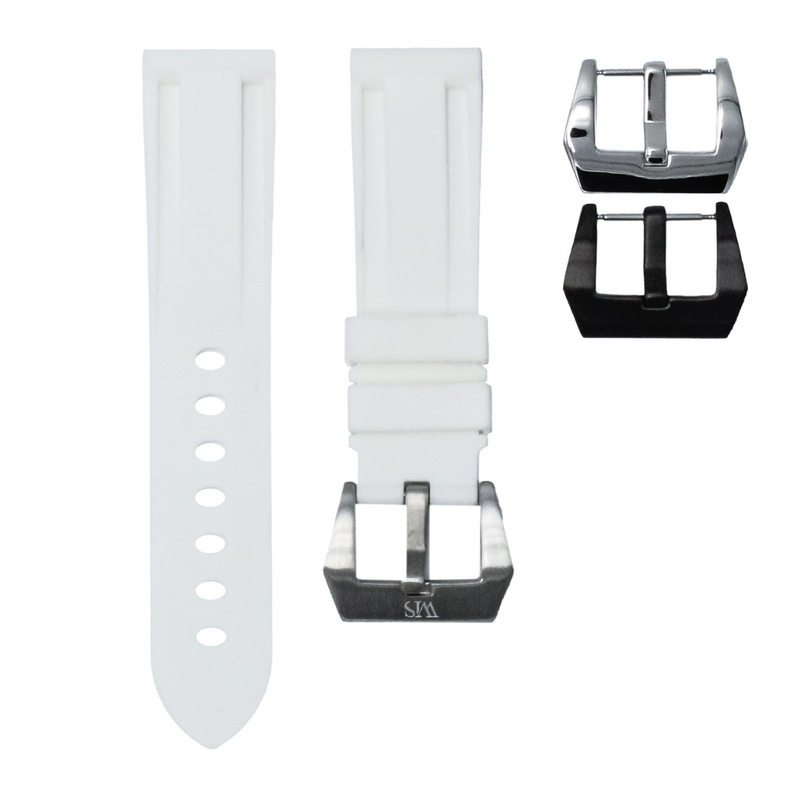 PEARL WHITE - RUBBER WATCH STRAP FOR BREITLING NAVITIMER SERIES
