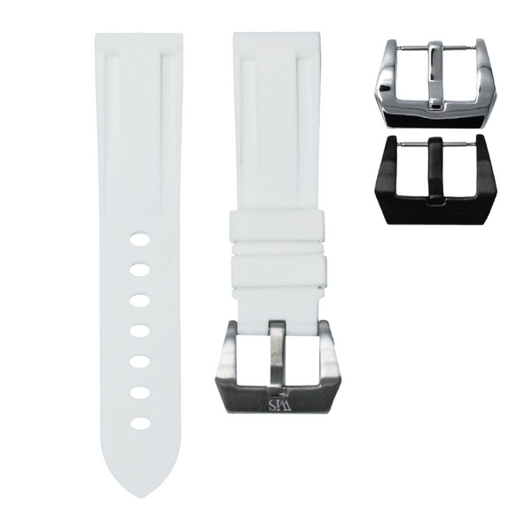 PEARL WHITE - RUBBER WATCH STRAP FOR BELL & ROSS V2-93