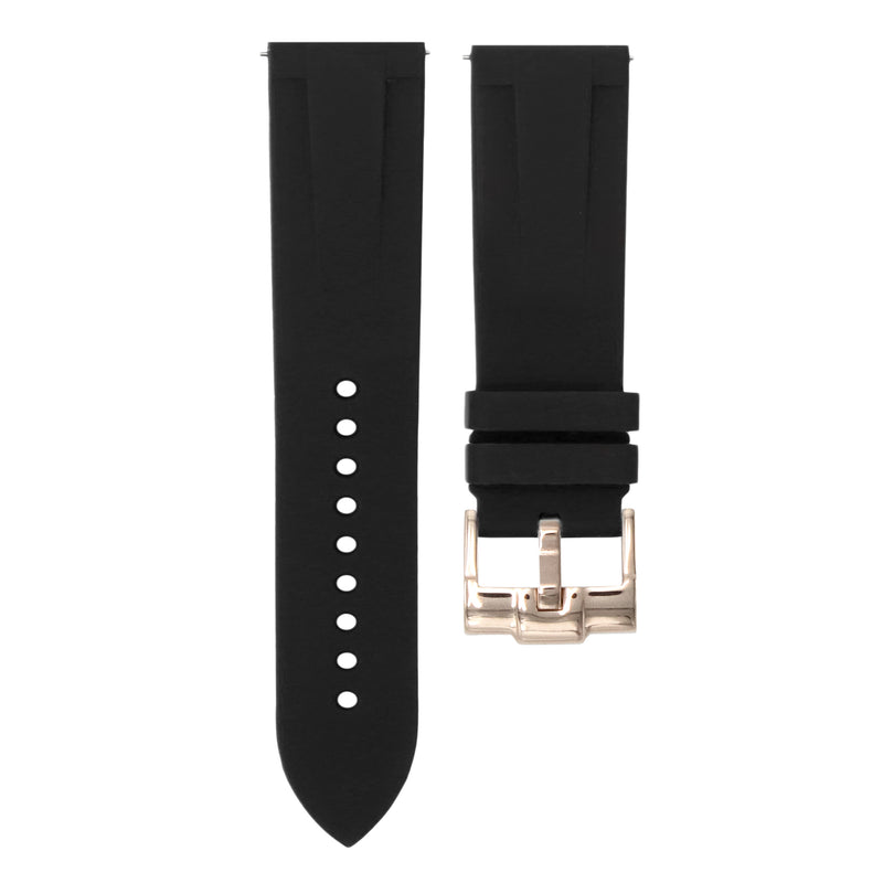 TUXEDO BLACK - QUICK RELEASE RUBBER WATCH STRAP FOR BREITLING SUPEROCEAN HERITAGE