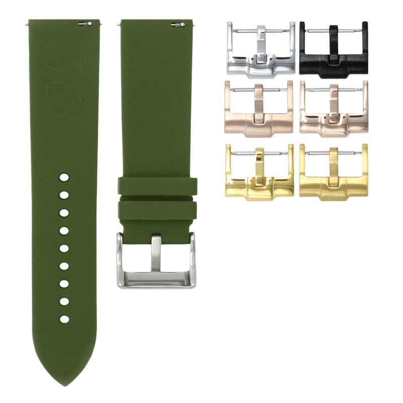 Olive Green - Quick Release Rubber Watch Strap For Breitling Chronoliner