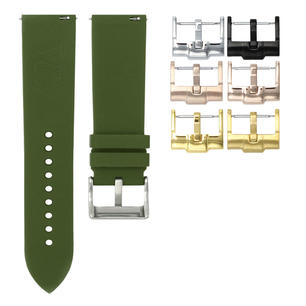 OLIVE GREEN - QUICK RELEASE RUBBER WATCH STRAP FOR BREITLING BENTLEY MOTORS T