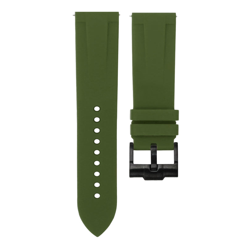 Olive Green - Quick Release Rubber Watch Strap For Breitling Chronoliner