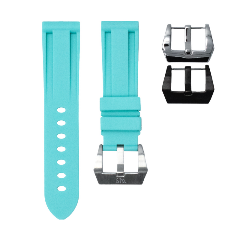 GLACIER BLUE - RUBBER WATCH STRAP FOR BREITLING TRANSOCEAN