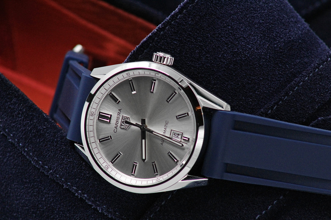 Correa de caucho azul marino para Tag Heuer Carrera