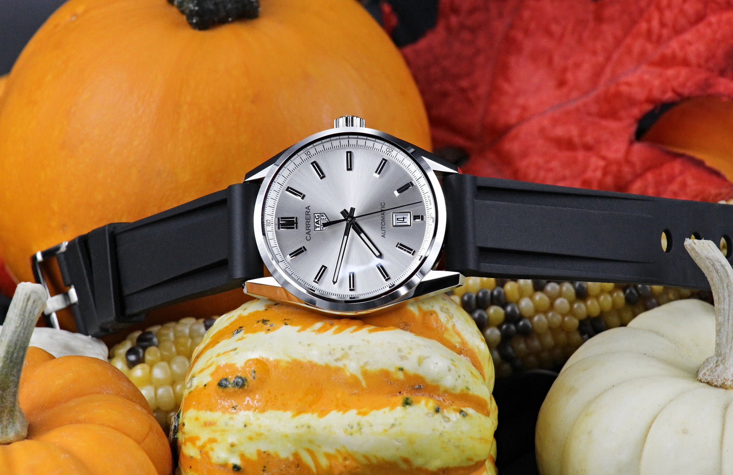 Correa de caucho negra Tuxedo para Tag Heuer Carrera