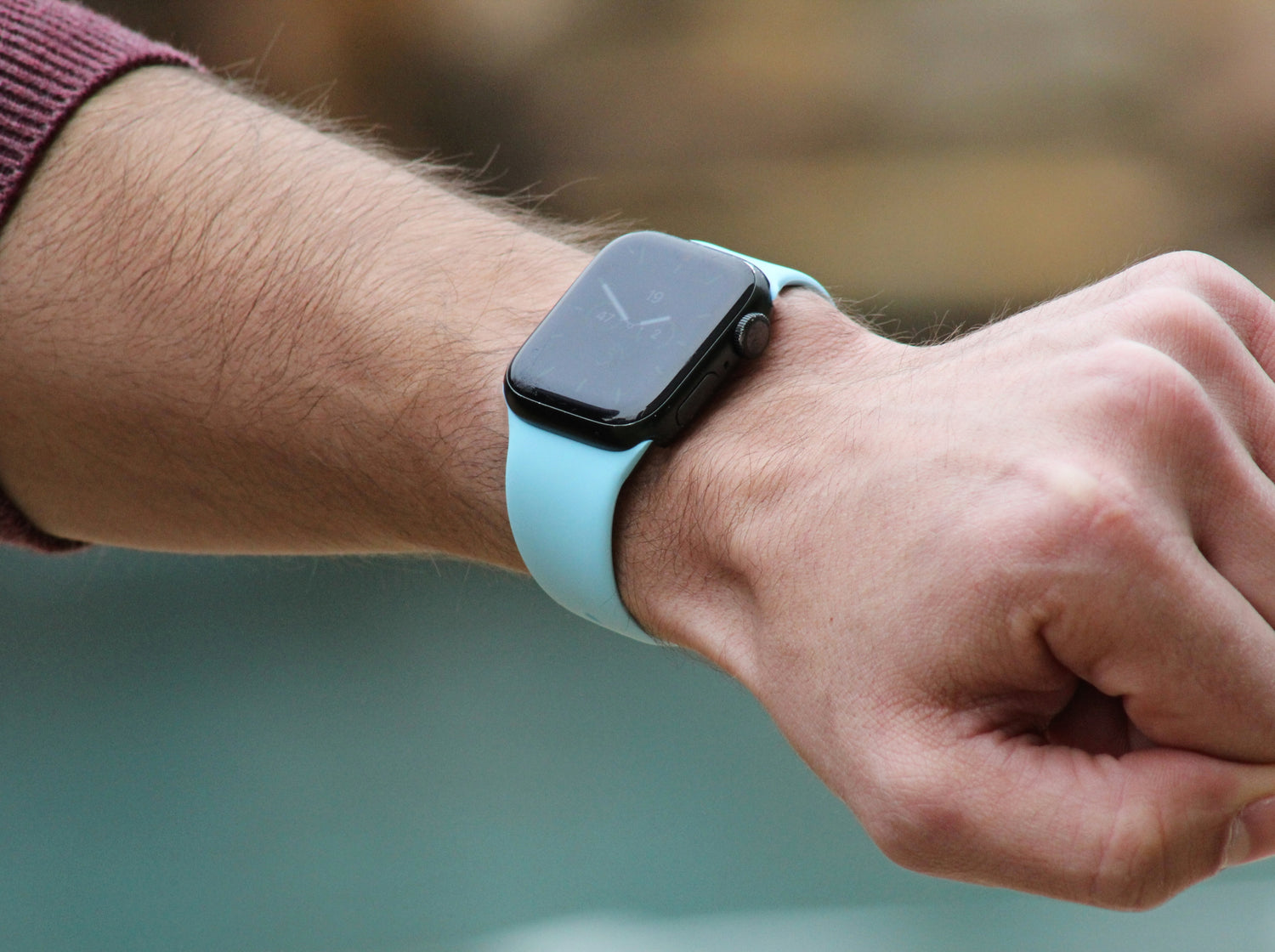 Powder Blue - Rubber Watch Strap For Apple Watch