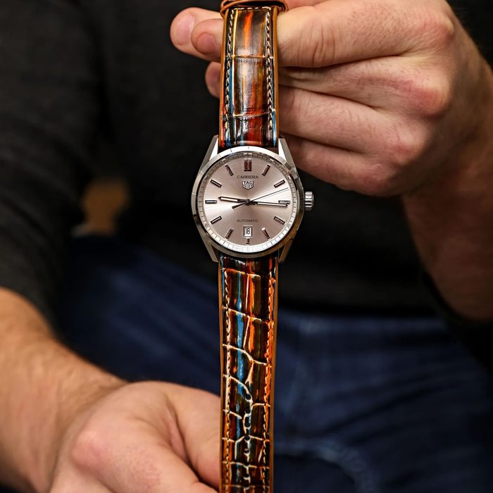 A bespoke exotic leather WIS watch strap